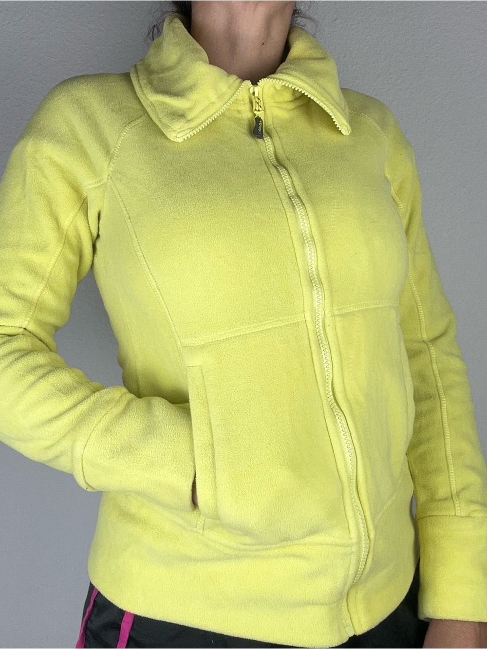 Calvin Klein Performance Fleece Jacket Lime Yellow Full Zip Women's S
